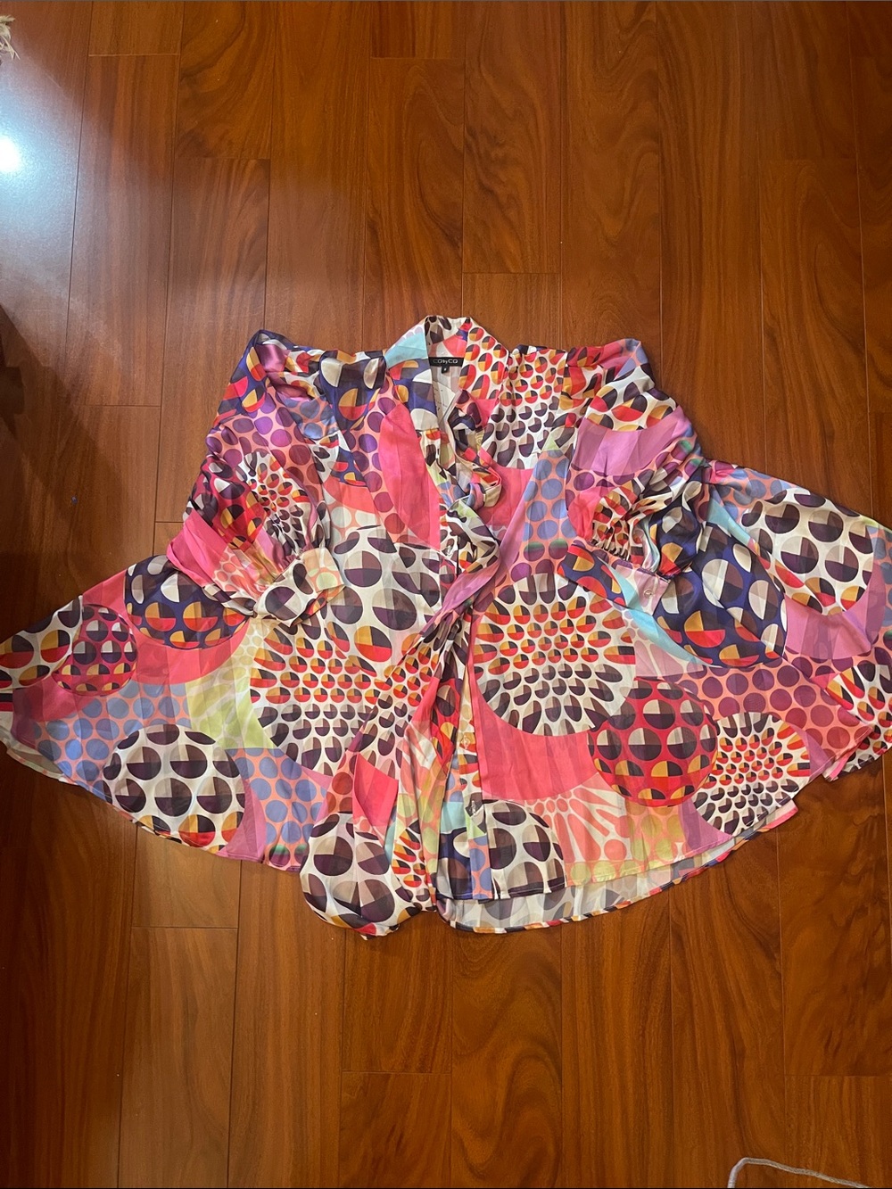 Women's Pink Multi-Print Flared Tunic Top